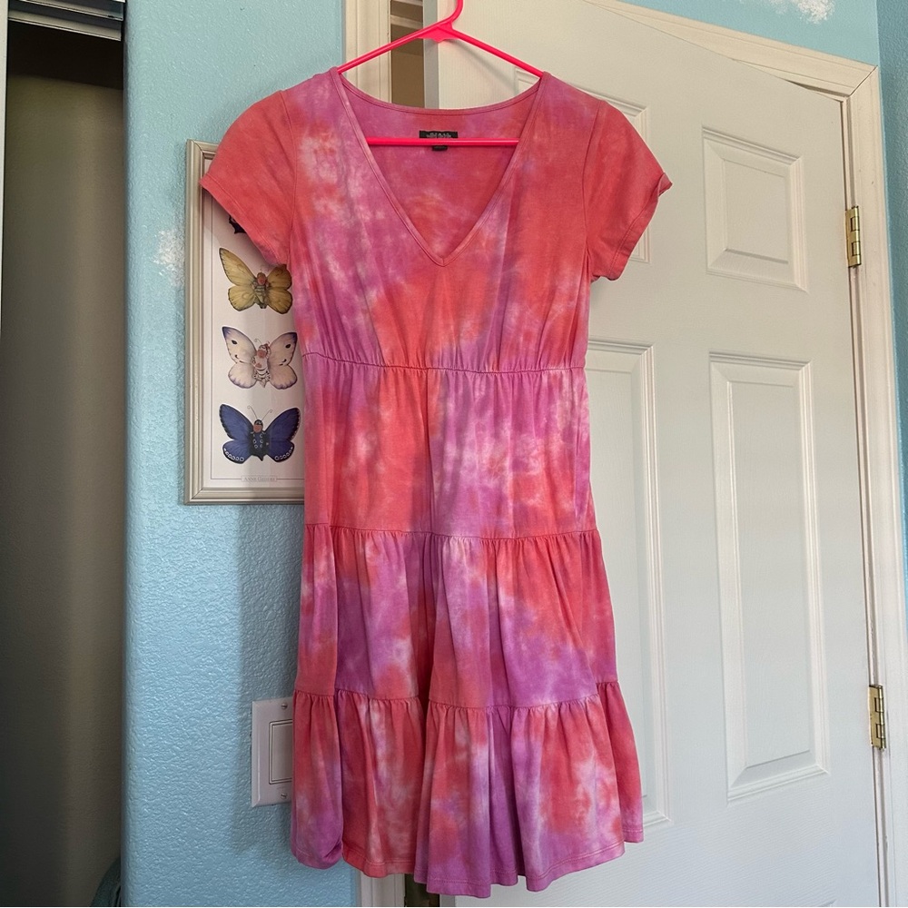 Pink Purple and White Tie-Dye Dress